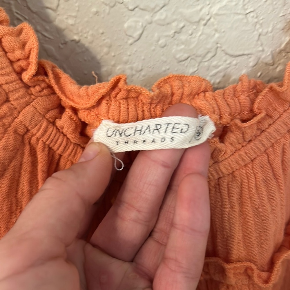 Uncharted threadsOrange Ruffled Sleeveless Dress r - Picture 2 of 6